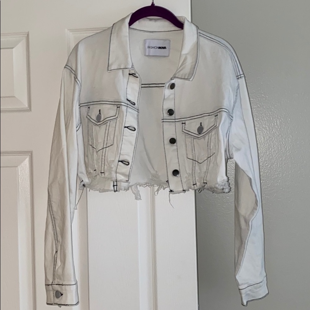 Fashion Nova Cropped White Jacket